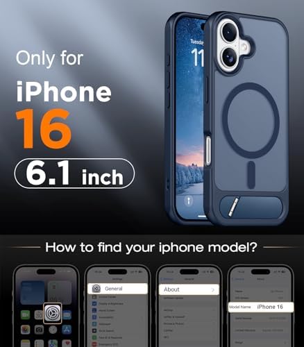 Temdan Magnetic Compatible with iPhone 16 Case, [Built-in Invisible Kickstand][Compatible with MagSafe] [Military Grade Shockproof] Slim Translucent Matte Phone Case for iPhone 16 6.1" - Image 2