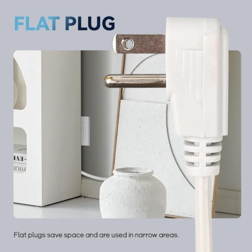EP 12 Ft Heavy Duty Appliance Extension Cord 14 AWG 3-Prong Flat Plug White - Image 3