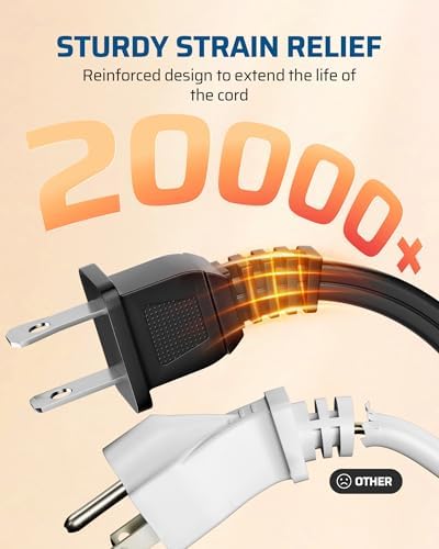 DEWENWILS 10FT Extension Cord, AWG16/2 13A/125V, Black, ETL Listed, 2 Pack - Image 6