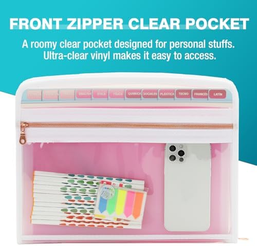 H4D Accordion File Organizer, 13 Pocket Expanding File Folder, Pink - Image 2