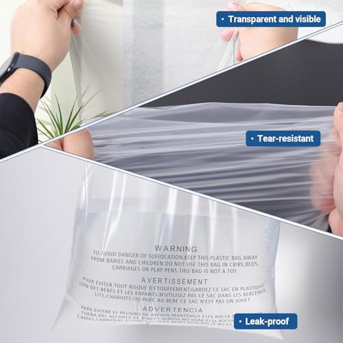 100 Count 10x13 Clear Poly Mailers with Suffocation Warning, Self Seal Plastic Envelopes for T-Shirt & Clothes, FBA Compliant Shipping Supplies with Permanent Adhesive - Image 6