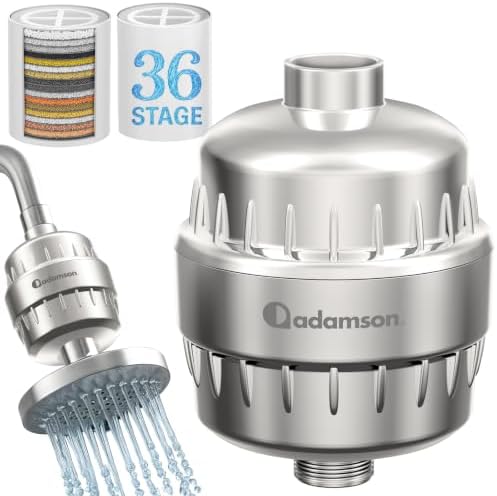 Shower Filter for Hard Water, 36-Stage Nickel, Reduces Chlorine, Metals by Adamson