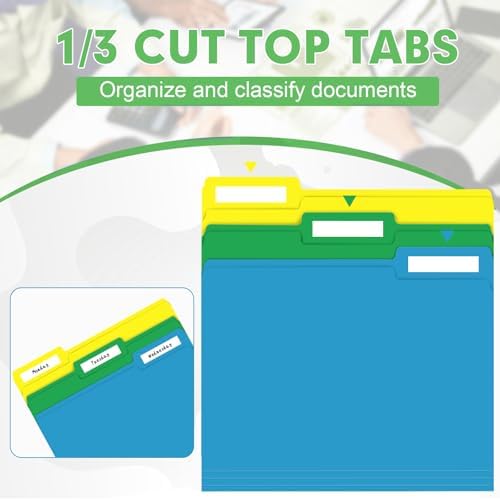 File Folder, HERKKA 30 Pack 1/3 Cut Tab File Folders, Colored File Folders Designed for Office and Classroom Use, Letter Size, Assorted 6 Colors - Image 3