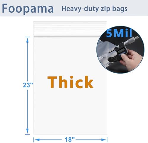 20PCS 18"x 23"Thick 5 Mil Reclosable Large Clear Zip Poly Lock Plastic Bags - Image 3