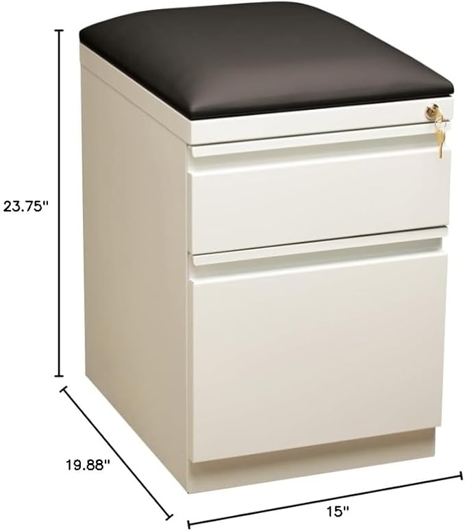 Pemberly Row 2-Drawer Metal Mobile Pedestal Filing Cabinet in White/Black - Image 2