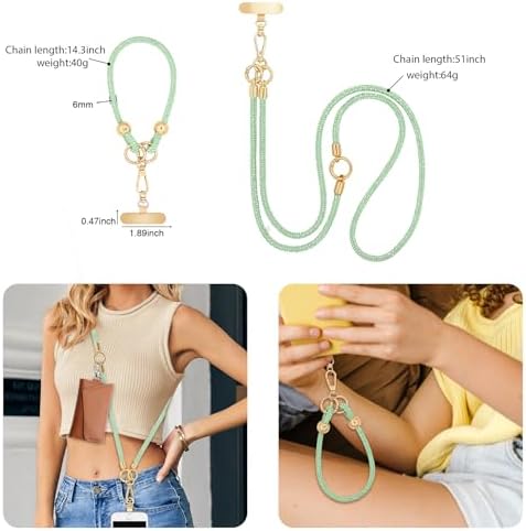 Crystal Phone Strap Crossbody and Wrist Lanyard, Anti Theft Layered & Wrist Strap Cell Phone Neck for Women - Image 5
