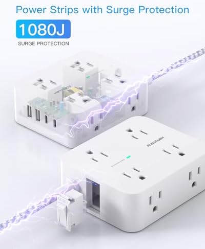 PD 30W USB C Power Strip Surge Protector 6Ft, 1080J Desk Charging Station - Image 5