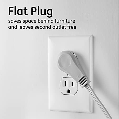 GE 3-Outlet Flat Extension Cord 8 Ft Grounded Extension Cord with Multiple Outlets 3 Prong Outlet Extender Flat Plug Indoor Power Strip 16 Gauge UL Listed Gray 43027 - Image 5
