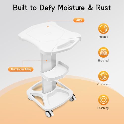 Salon Trolley Cart, 3-Tier Rolling Utility Stand, 15kg Capacity (White) - Image 3