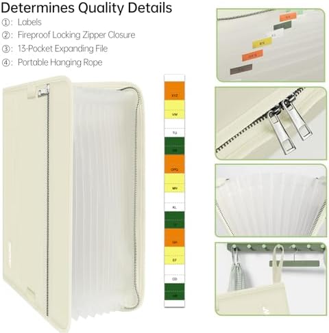 ENGPOW Expanding File Folder,Fireproof 13 Pockets Document Organizer Bag - Image 4