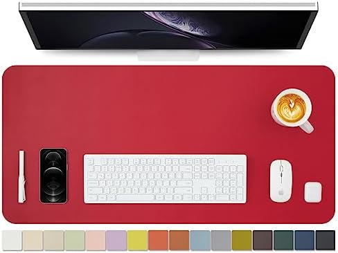 Leather Desk Mat - Non-Slip PU Desk Pad for Office and Home - Desk Organization and Accessories - Ideal for Large Mouse Pad and Desk Mats on Top of Desks (Rose Red,36"x 17") by HOMIEAZICOZI