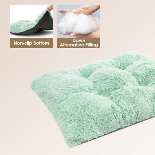 EHEYCIGA Fluffy Dog Crate Bed, Plush Extra Large Dog Pillow, Apple Green - Image 3