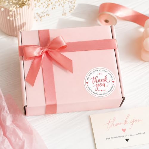 60pcs Thank You Stickers for Supporting My Small Business, Round Packaging Insert Labels, Customer Order Appreciation Stickers for Packages, 2 Inch Red Business Stickers - Image 2