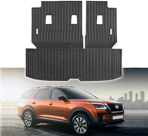 Custom for 2022-2026 Nissan Pathfinder Cargo Mats Trunk Liner with 3rd Rear Seat Backrest Mat All Weather TPE Protection Mat Accessories (for 2022-2026 Nissan Pathfinder) by Yonugli