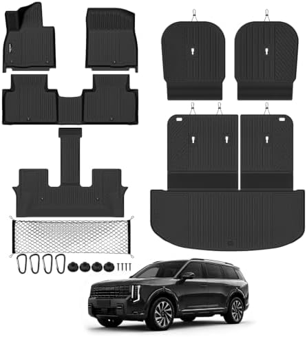 Floor Mat Set for 2027 Kia Telluride Gas 7 Seat/Bucket Seats by TongamaAllWeatherFloorMats