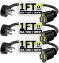 Vockjour 1 FT 3 Pack 14 Gauge Low Profile Flat Plug Extension Cord Black by Vockjour