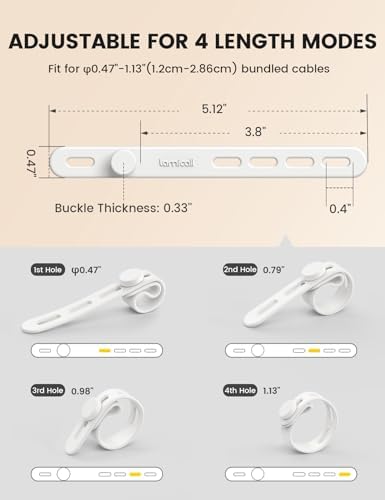 Lamicall 10 Pack Silicone Cable Ties Cord Organizer - Elastic Wire Straps - Image 5