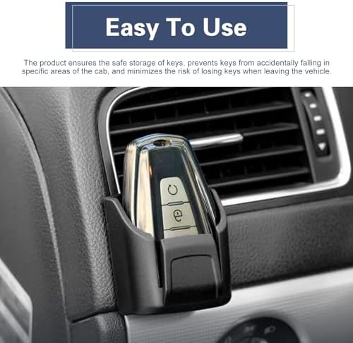 Car Key Fob Holder, Center Console Key Remote Mount Organizer, Self-Adhesive Dashboard Key Storage Box with Card Holder, Universal for Most Vehicles (Black) - Image 4