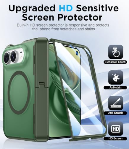 Temdan Magnetic for iPhone Duo Case Ultra Fold with Hidden Stand, Green - Image 6
