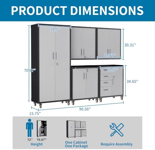 5-Piece Garage Storage Cabinets System Heavy Duty Workshop Set - Image 2