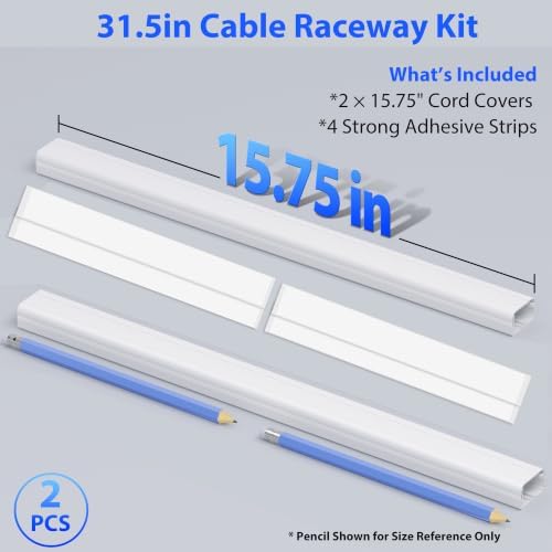 ZhiYo 32in White Cord Hider Wall, Large Size Fits 2-4 Cords, 1.2inW 0.7inH - Image 5
