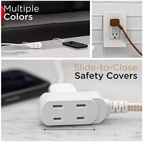 Cordinate 3-Outlet Extension Cord, 2 Prong, 8 Ft Cable with Flat Plug - Image 6