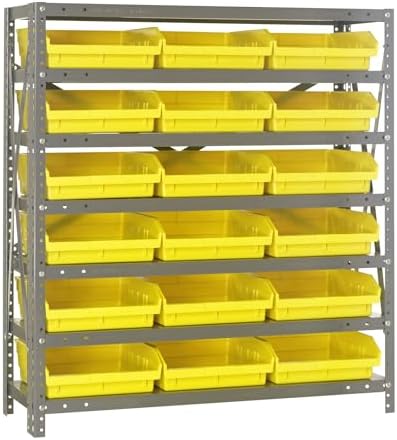 Quantum Storage Systems 1839-110YL Steel Shelving Unit with 4" Shelf Bins, 18" D x 36" W x 39" H, Yellow by QuantumStorageSystems
