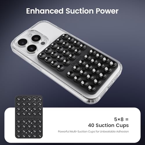 2PCS Silicone Suction Cup Phone Case Mount Double Sided, Hands-Free Phone Accessories Holder for Selfies and Videos, Silicon Sticky Phone Grip for iPhone and Android, Transparent&Black - Image 3