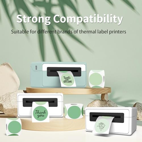 2 inch Round Thermal Label,Sage Green Thermal Sticker Labels for Business and Home,Direct Thermal Printer Label for DIY Logo Design,Thanks Card - Image 4