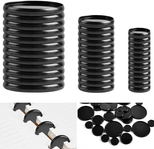 Supkiir 36Pcs Discbound Expansion Discs, (2",1-3/8",1") Black Plastic Book Binding Discs, Binder Rings Disc Notebook Disc Binder System for DIY Notebooks Planner Scrapbooking Supplies by Supkiir