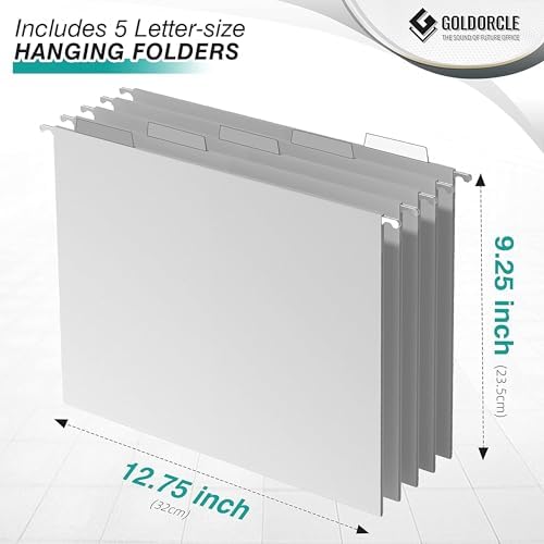 Letter-Size Hanging File Organizer (Silver, with 5 Grey Folders) - Image 3
