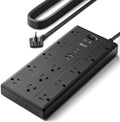SUPERDANNY 10Ft Extension Cord with Multiple Outlets, Flat Plug Power Strip by SUPERDANNY