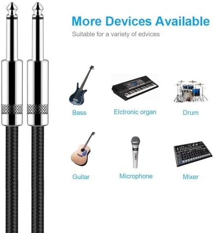 New Bee Guitar Cable 20 ft Electric Instrument Cable Bass AMP Cord 1/4 Straight to Straight for Electric Guitar, Bass Guitar, Electric Mandolin, Pro Audio (Straight Angle) - Image 3