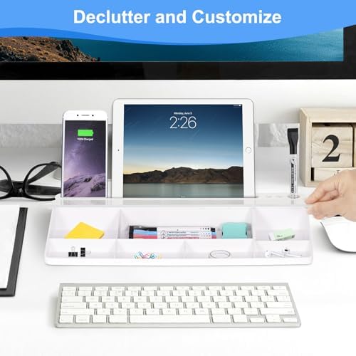 Desktop Glass Whiteboard with Storage, Desk Dry Erase White Board Stand - Image 4