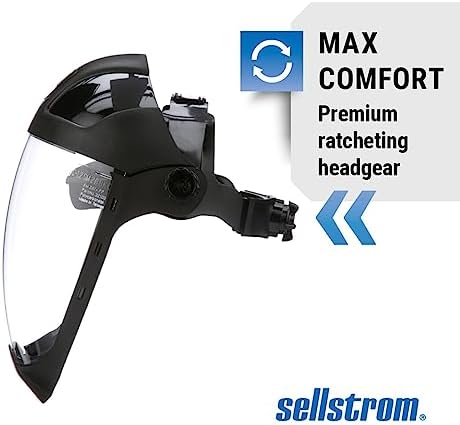 Sellstrom DP4 Face Shield - Lightweight Mask with High Impact Chin Guard, Crown & Ratchet Headgear for Work, Grinding, Cutting - ANSI Z87.1 - Anti Fog Polycarbonate Window - Image 4