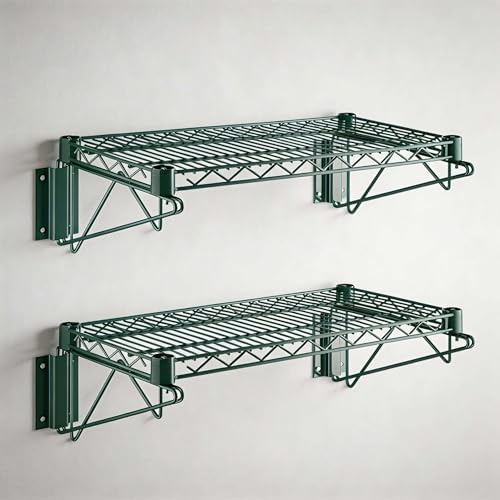 2 Pack 12" x 24" NSF Green Wire Wall Mount Shelf, Heavy Duty Commercial Metal Wall Shelf, Storage Rack for Home and Hotel by Zedfire