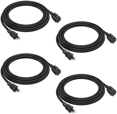 4 Pack 8FT 16 AWG Heavy Duty Extension Cord 3 Prong SJTW ETL Indoor Outdoor by Belllights