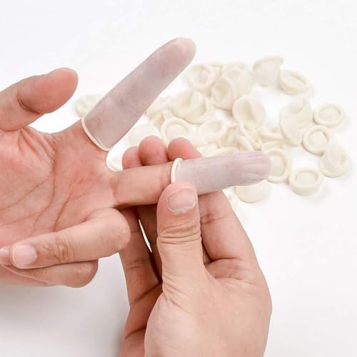 RIKWOG Finger Cot, Medium Finger Protectors Latex Anti-Static Finger Covers, Finger Tip Protect Keeping Dressing Dry and Clean Disposable Finger Gloves White(approxi 150pcs) - Image 4