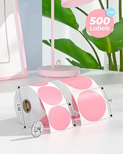 MUNBYN 3 Inch Pink Circle Thermal Labels for Business, 500 Sheets/1 Roll - Image 2