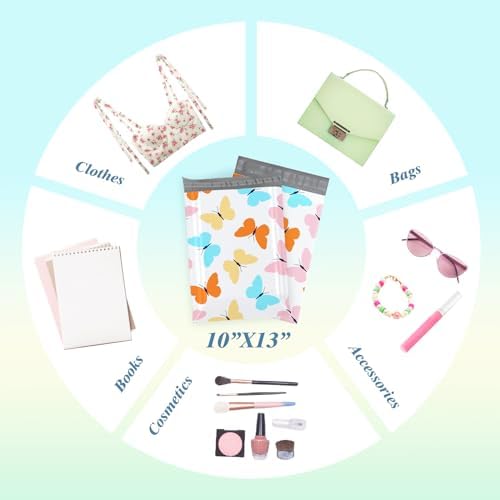 Fuxury Poly Mailers 10x13" 50 Pack,Cute Shipping Bags for Clothes,Butterfly - Image 5