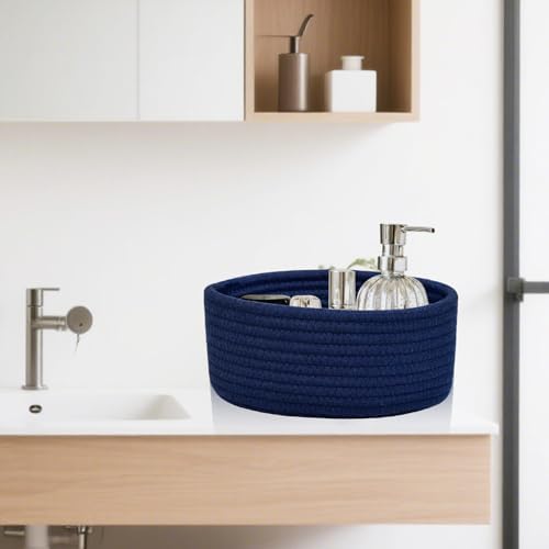ABenkle Small Woven Basket, Empty Tiny Shallow Storage Basket, Mini Cotton Rope Baskets, Round Decorative Hamper, Basket Storage Bins for Toys, Spa, Socks, Nursery, Living Room - Image 6