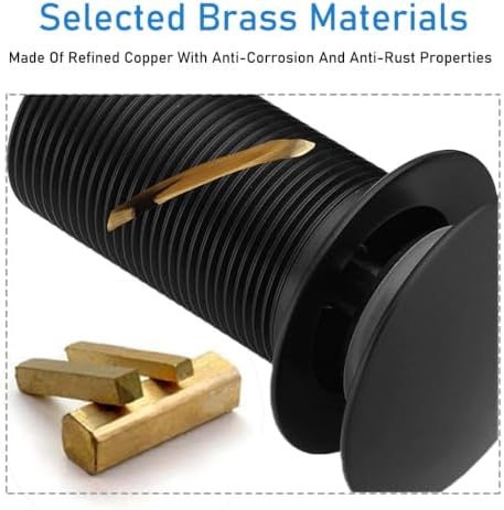 Matte Black Pop Up Sink Drain Without Overflow,SWHYGER Black Sink Drain Kit with Removable Brass Strainer Basket,Lavatory Vessel Basin Sink Drain Stopper, 83606MB. - Image 5