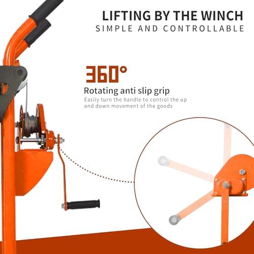 Tory Carrier Winch Stacker Material Lift Dolly 440 lbs 35.4" Max Lift - Image 6