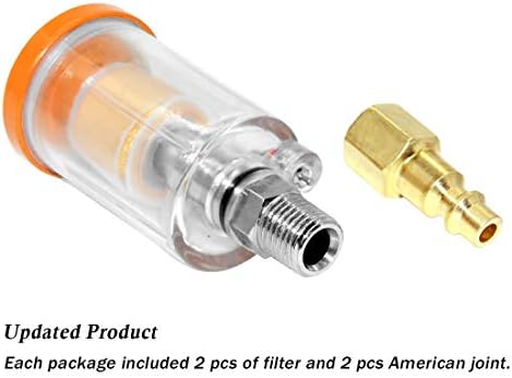 beduan Water Oil Separator Filter, 1/4" NPT Male and Female Thread Spray Gun Filters Air Compressor Fitting Compressed Orange（Pack of 2） - Image 6