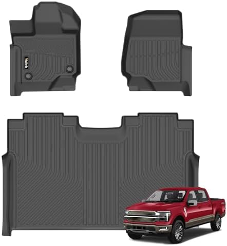 Wailtnb-Floor Mats Custom for Ford F-150 2015-2026 | F150 Lightning 2022-2025 SuperCrew Cab (Rear w/o Fold Flat Storage) All Weather Protection Waterproof Floor Liners Front& 2nd Row Accessories by Wailtnb