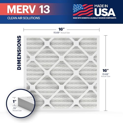 BNX TruFilter 16x16x1 Air Filter MERV 13 (6-Pack) - MADE IN USA - Electrostatic Pleated Air Conditioner HVAC AC Furnace Filters for Allergies, Pollen, Mold, Bacteria, Smoke, Allergen, MPR 1900 FPR 10 - Image 2