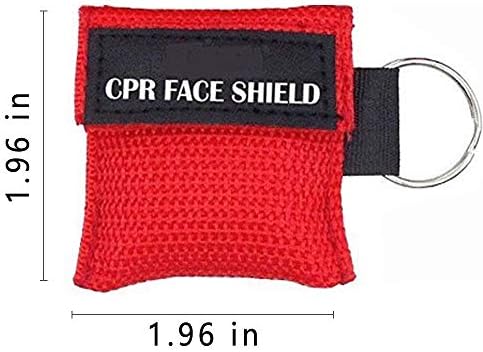25pcs CPR Face Shield Mask Keychain Keying CPR Face Shields Pocket Mask for First Aid or CPR Training (Red-25) - Image 2
