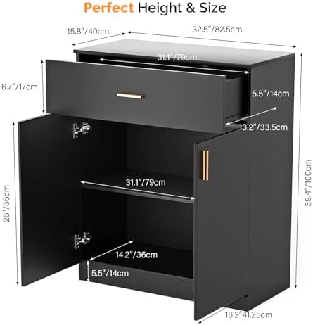 OmySalon Salon Storage Station Barber Station, Salon Stations for Hair Stylist, Free Standing Cabinet Beauty Salon Spa Equipment with 1 Drawers, 1 Storage Cabinet for Hair Styling, Black - Image 3