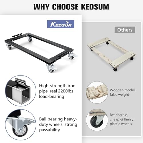 KEDSUM Furniture Dolly with Sturdy Steel Frame, 2200LBS Appliance Dolly - Image 3