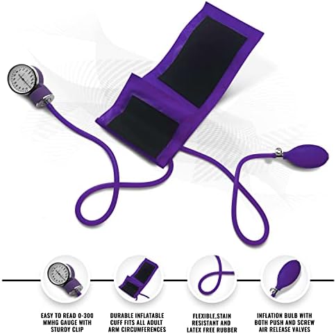 ASA TECHMED Nurse EMT Starter Pack Stethoscope, Blood Pressure Monitor and Trauma 7.5" EMT Shear Ideal Gift for Nurses, Medical Students, Firefighters, Police and Personal Use (Purple) - Image 3